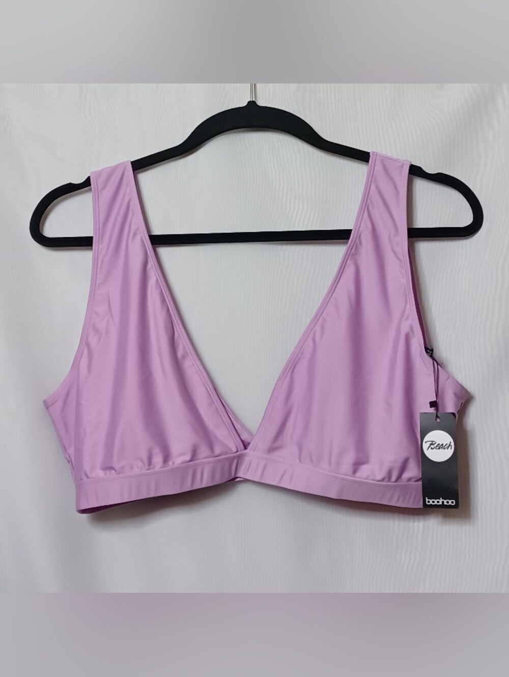 Boohoo Lilac Plunge V-Neck Bikini Top Beach Wear. Size 18